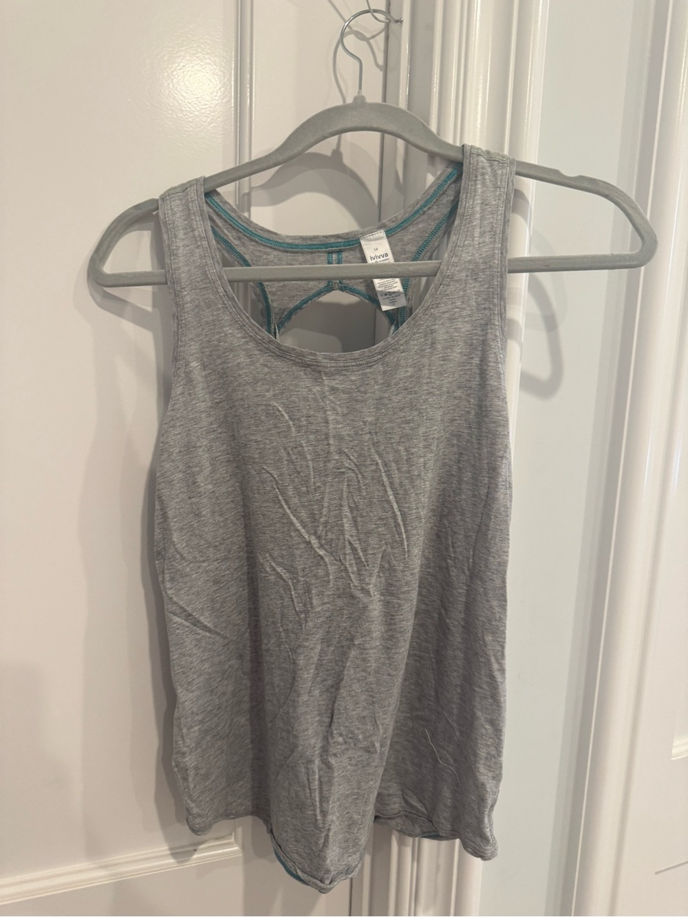 Ivivva Heather Gray Tank with Teal Trim Racerback